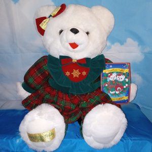 22” Collectible Snowflake Holiday Christmas White plush Teddy Bear 1996 – DanDee